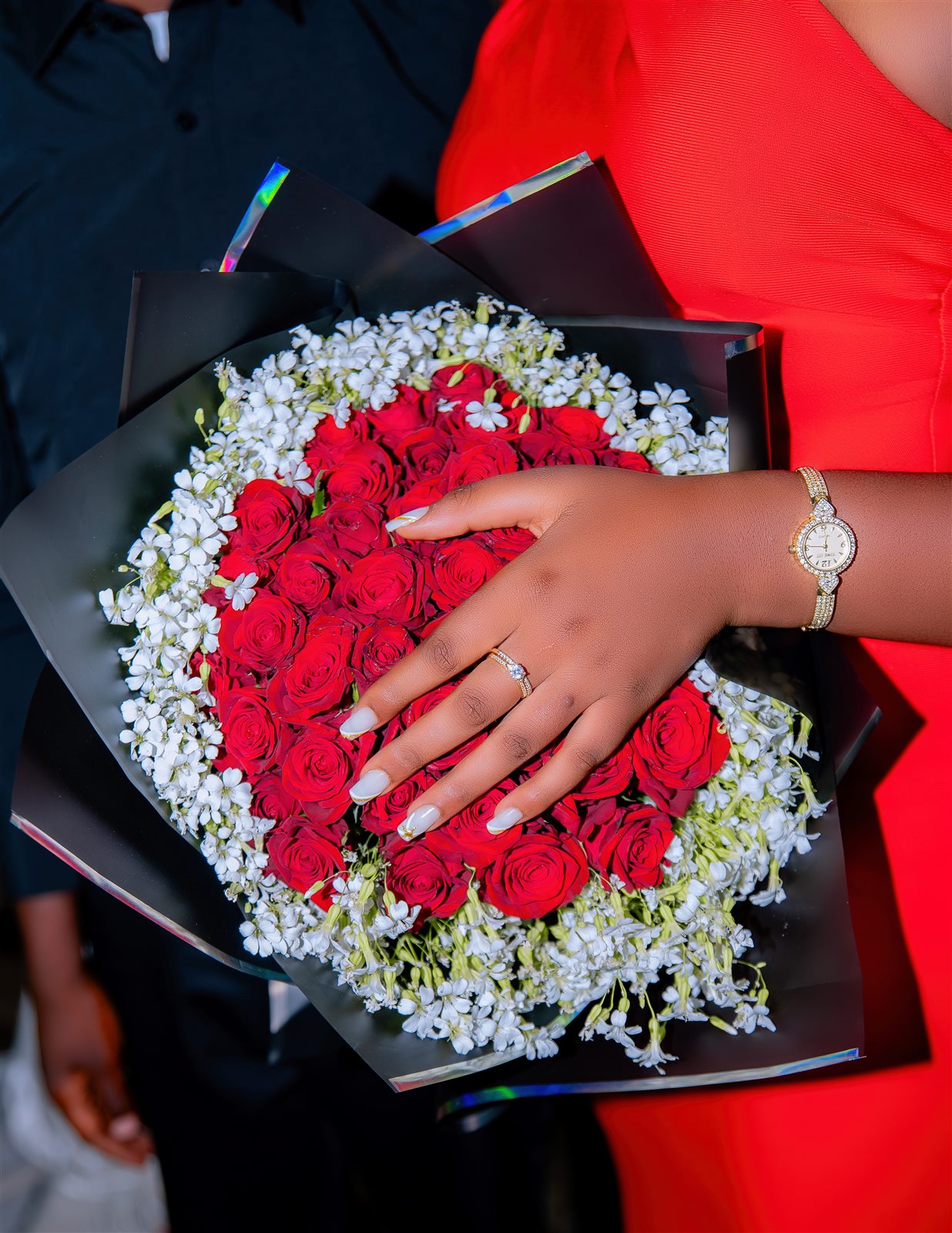 A bouquet of red roses prepared for a special celebration